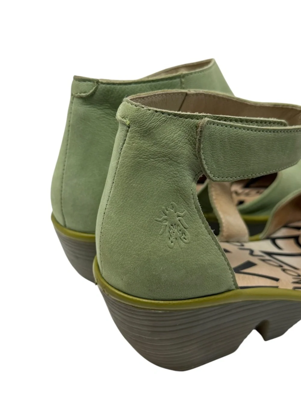 Fly London Mint Green Suede Piat Wedge Sandals 38